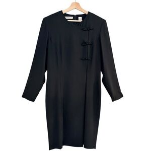 CHAUS Vintage Black Midi Frog Button Details Size 14 NEW